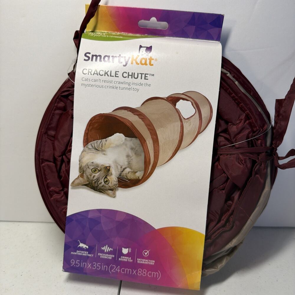 SmartyKat Crackle Chute Activity Tunnel Cat Toy, Collapsible Crinkly Tunnel